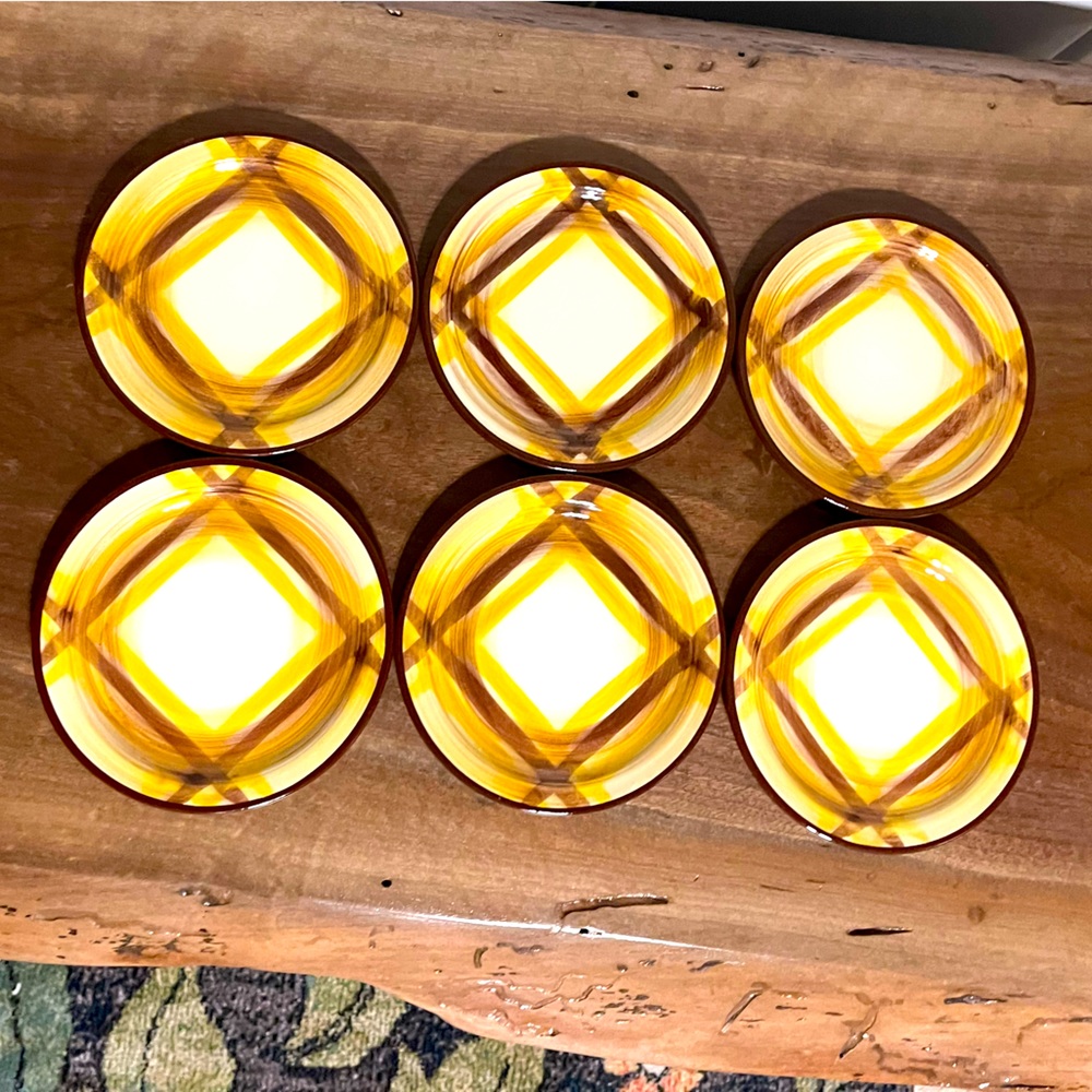 6 Vintage Vernonware Organdie 6" Salad/Bread and Butter Plates Hand Painted